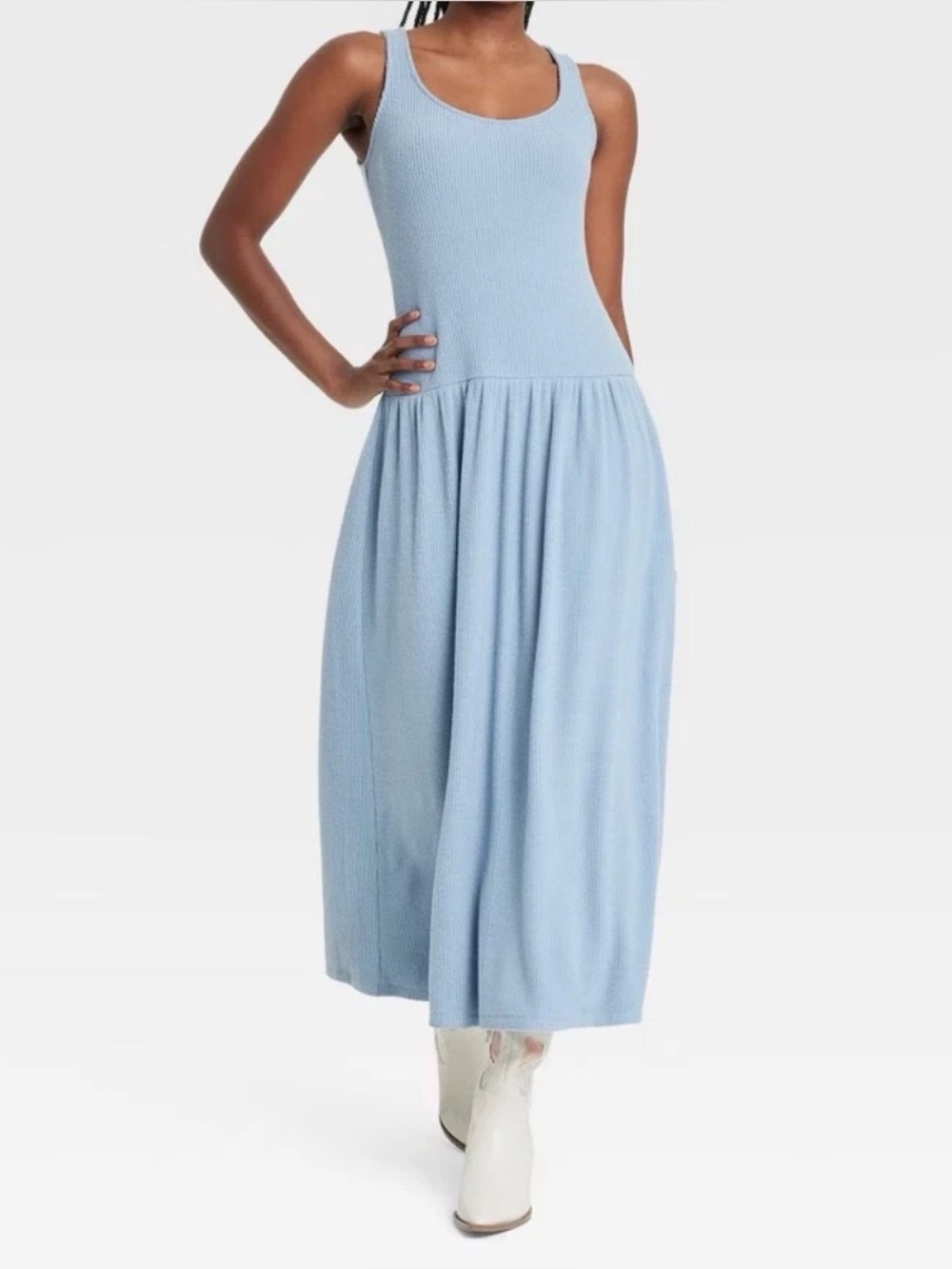 Universal Thread Women’s Medium Drop Waist Knit Midi Dress Blue
